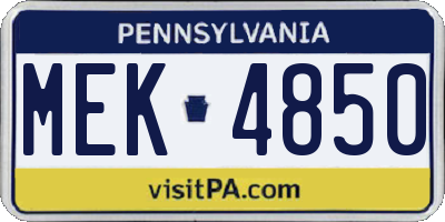 PA license plate MEK4850
