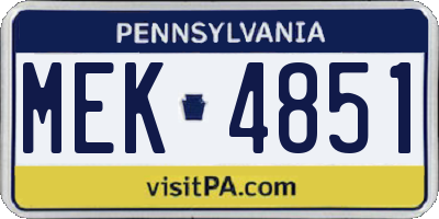 PA license plate MEK4851