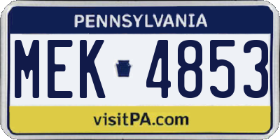PA license plate MEK4853