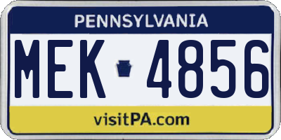PA license plate MEK4856