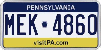 PA license plate MEK4860