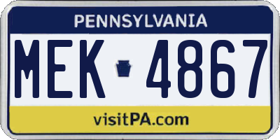PA license plate MEK4867