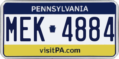 PA license plate MEK4884