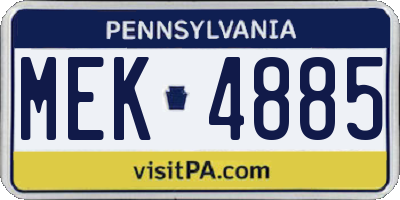 PA license plate MEK4885