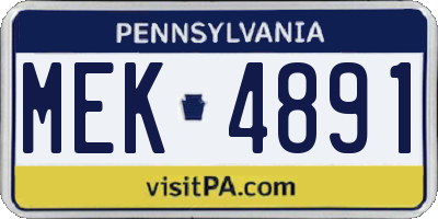 PA license plate MEK4891