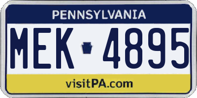 PA license plate MEK4895