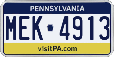 PA license plate MEK4913