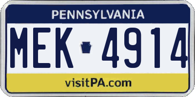 PA license plate MEK4914