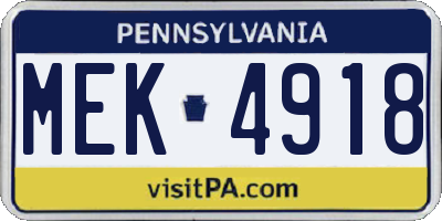 PA license plate MEK4918