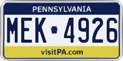 PA license plate MEK4926