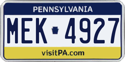 PA license plate MEK4927