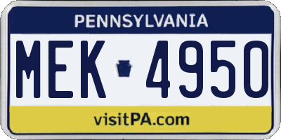 PA license plate MEK4950