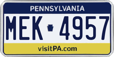 PA license plate MEK4957
