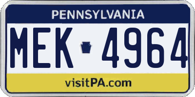 PA license plate MEK4964