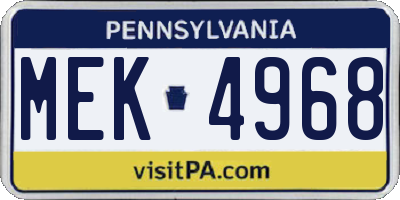 PA license plate MEK4968