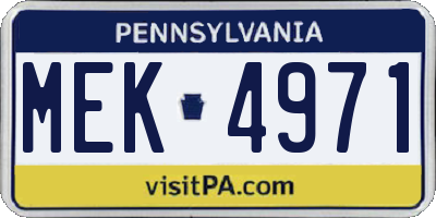 PA license plate MEK4971