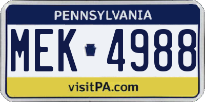 PA license plate MEK4988