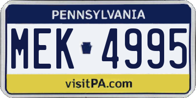 PA license plate MEK4995
