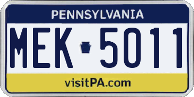PA license plate MEK5011
