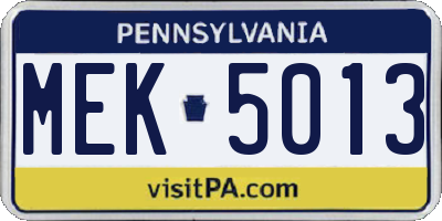 PA license plate MEK5013