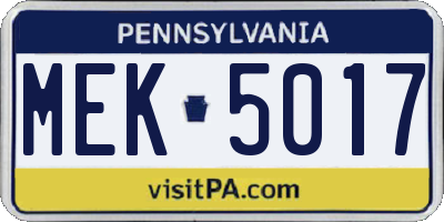 PA license plate MEK5017