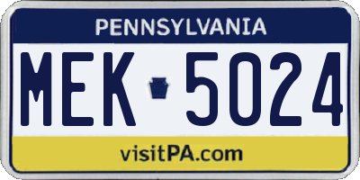 PA license plate MEK5024