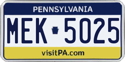 PA license plate MEK5025