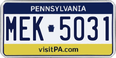 PA license plate MEK5031