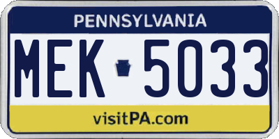 PA license plate MEK5033