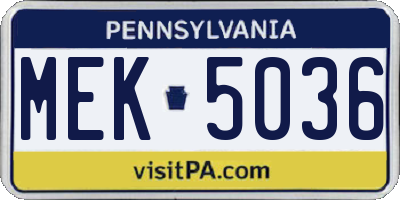 PA license plate MEK5036