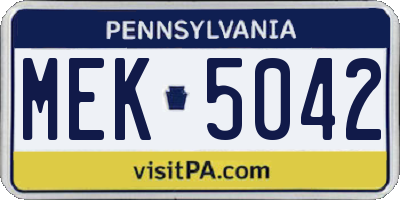 PA license plate MEK5042