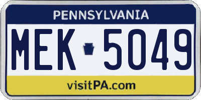 PA license plate MEK5049
