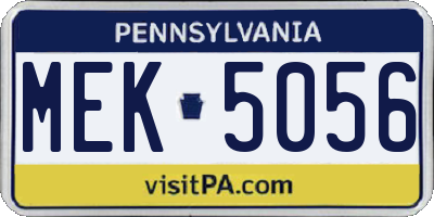 PA license plate MEK5056