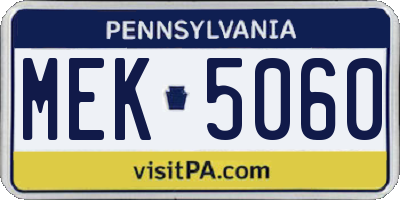 PA license plate MEK5060