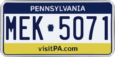 PA license plate MEK5071