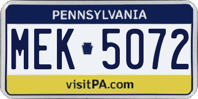 PA license plate MEK5072