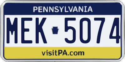 PA license plate MEK5074