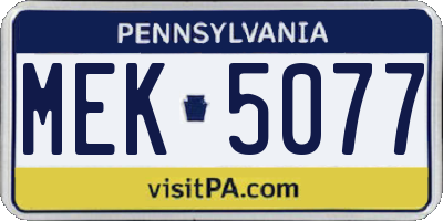 PA license plate MEK5077
