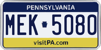 PA license plate MEK5080