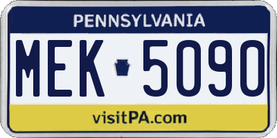 PA license plate MEK5090