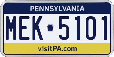 PA license plate MEK5101