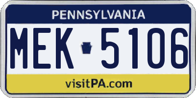 PA license plate MEK5106