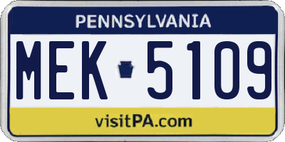 PA license plate MEK5109