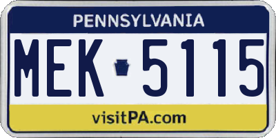 PA license plate MEK5115