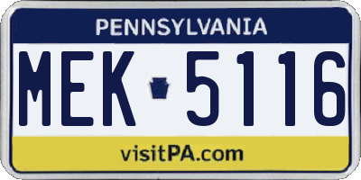 PA license plate MEK5116