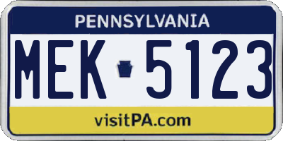 PA license plate MEK5123