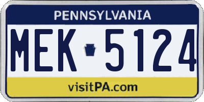 PA license plate MEK5124