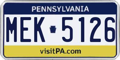 PA license plate MEK5126