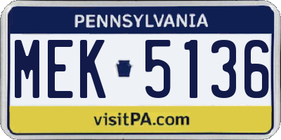 PA license plate MEK5136