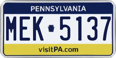 PA license plate MEK5137